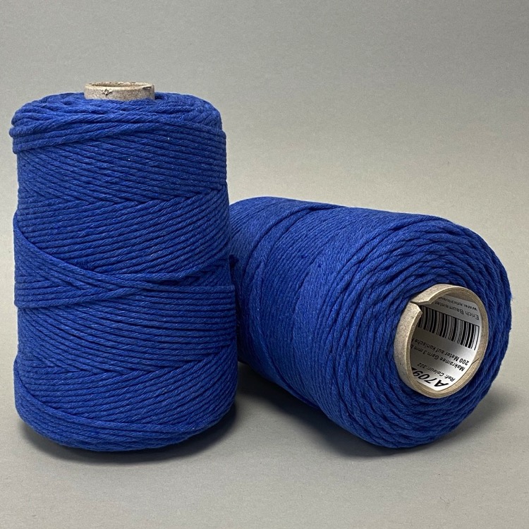 Makramee Garn 3 mm blau aus Baumwolle