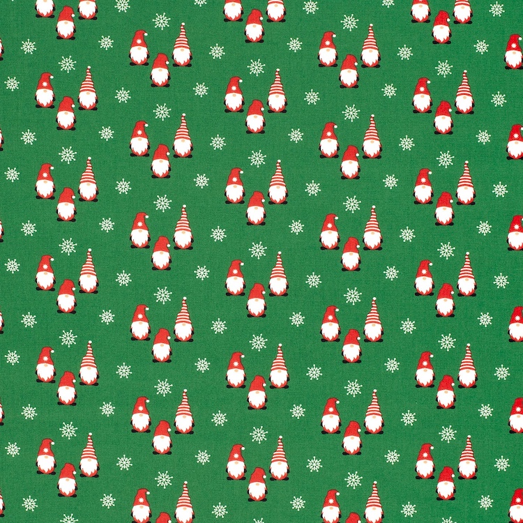 Stoffdeckchen 12x12 cm grün mit Nikoläusen