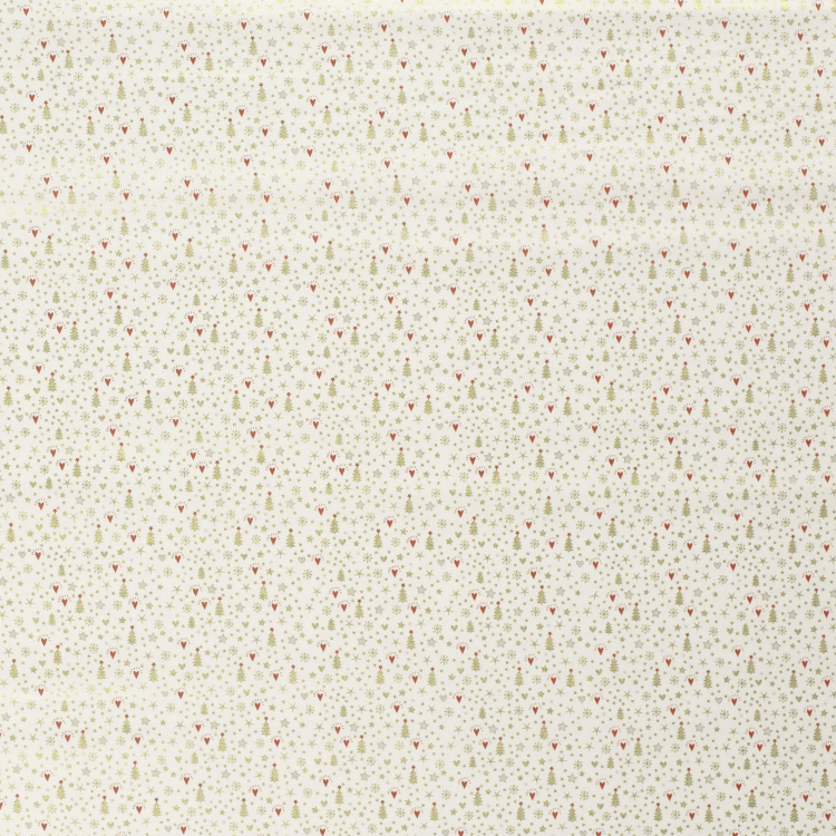 Stoffdeckchen 12x12 cm wollweiß Weihnachtszweige