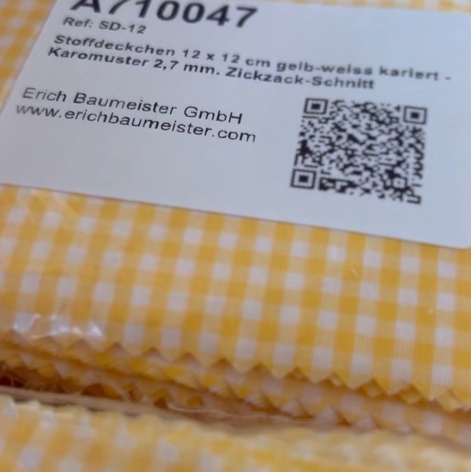 Stoffdeckchen 12 x 12 cm gelb-weiss kariert - 100 St. per Pack